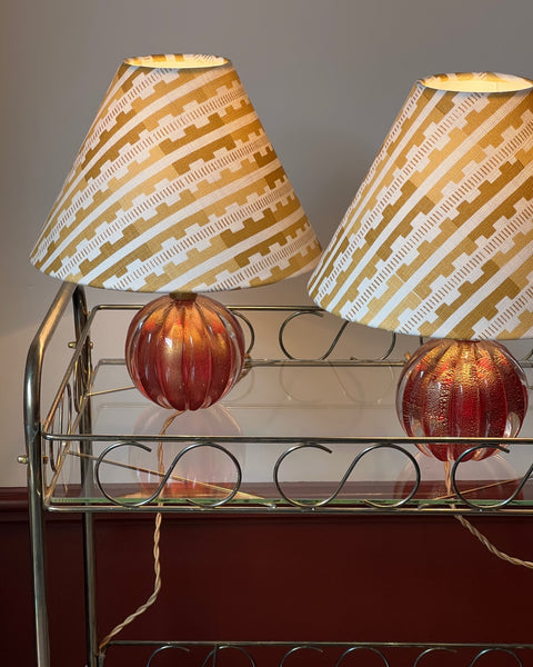 Vintage red/golden Murano table lamp (incl. lampshade) (2 available)