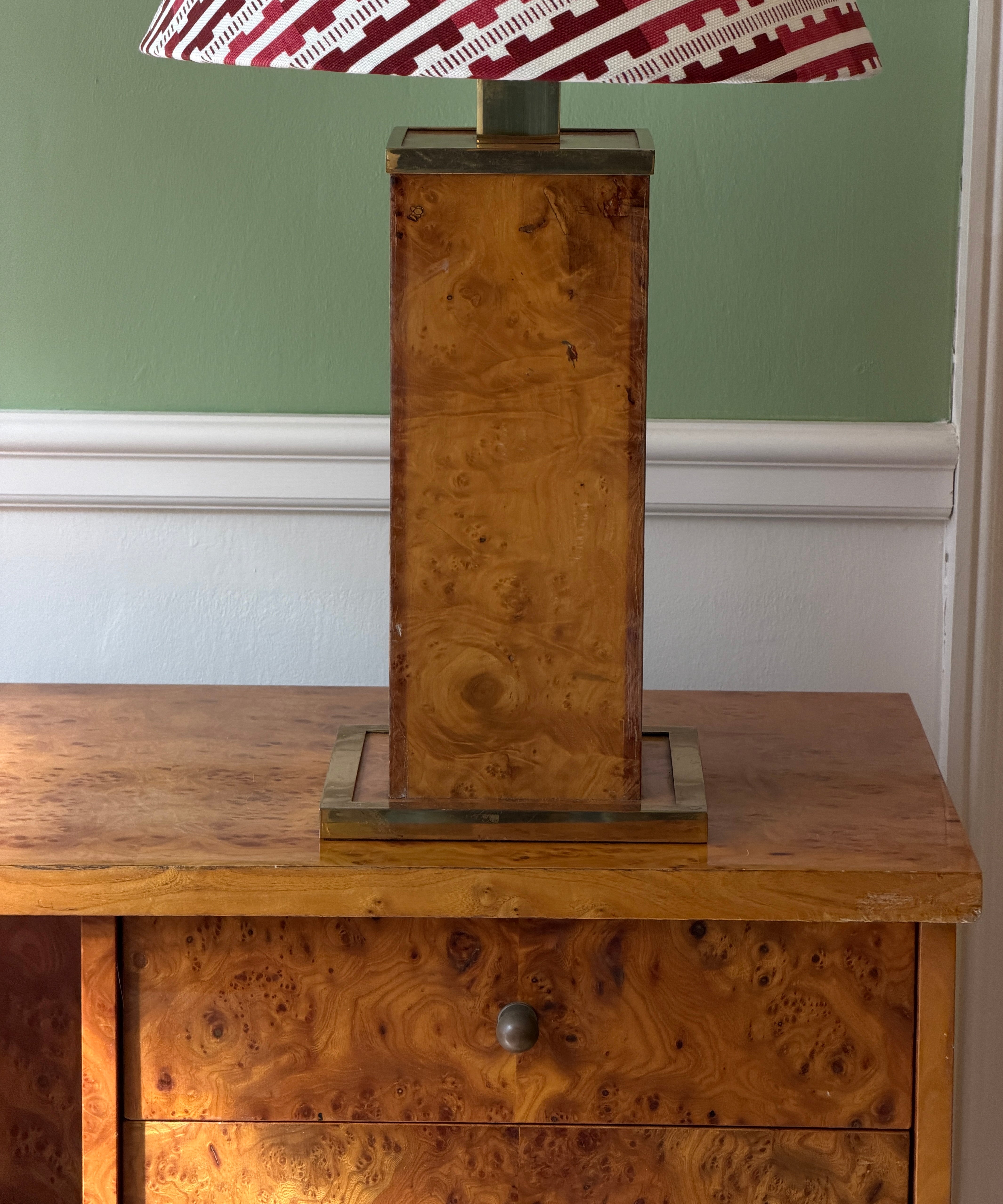 Vintage large burl wood table lamp