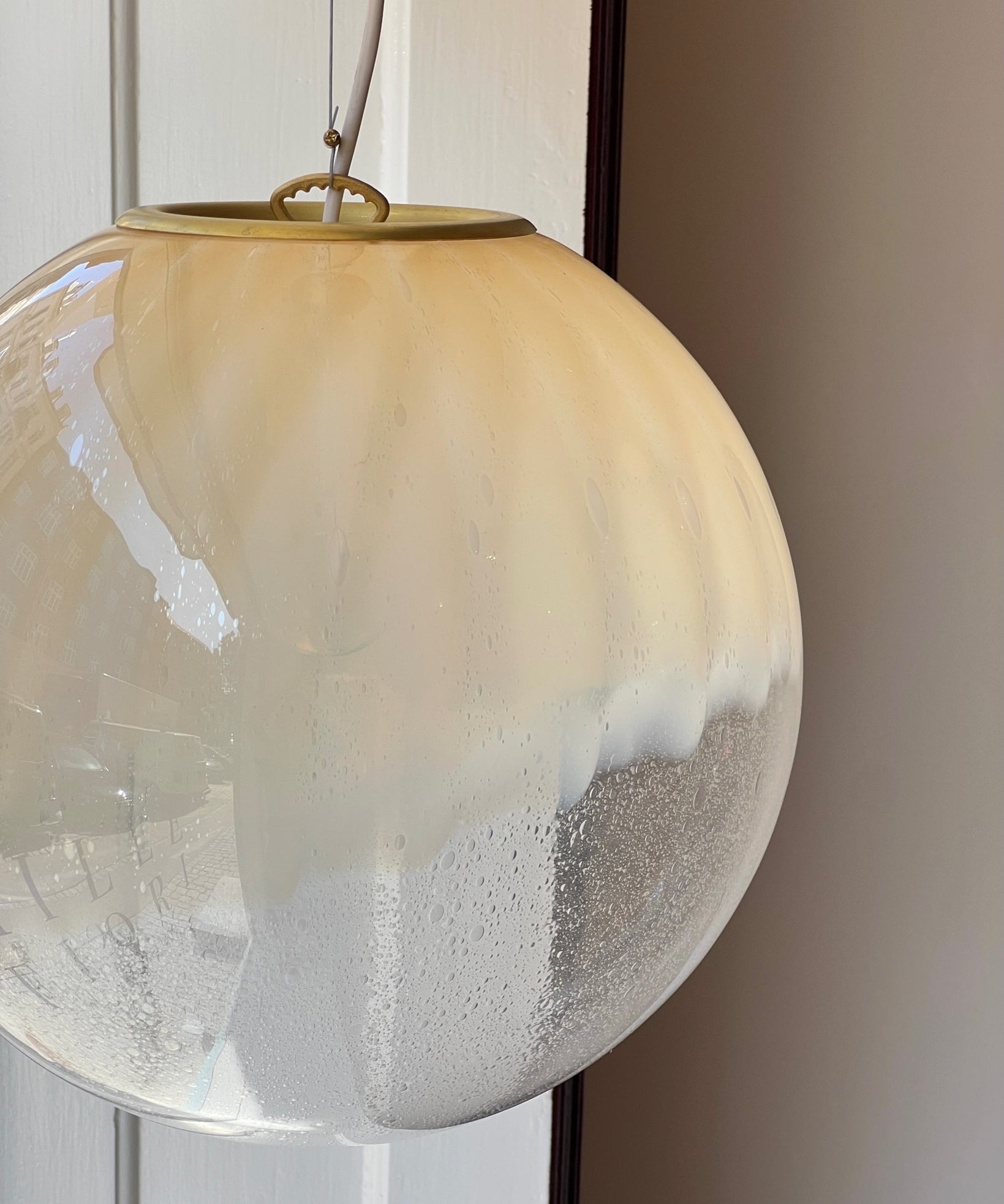 Vintage cream / light yellow clear Murano ceiling lamp (D35)