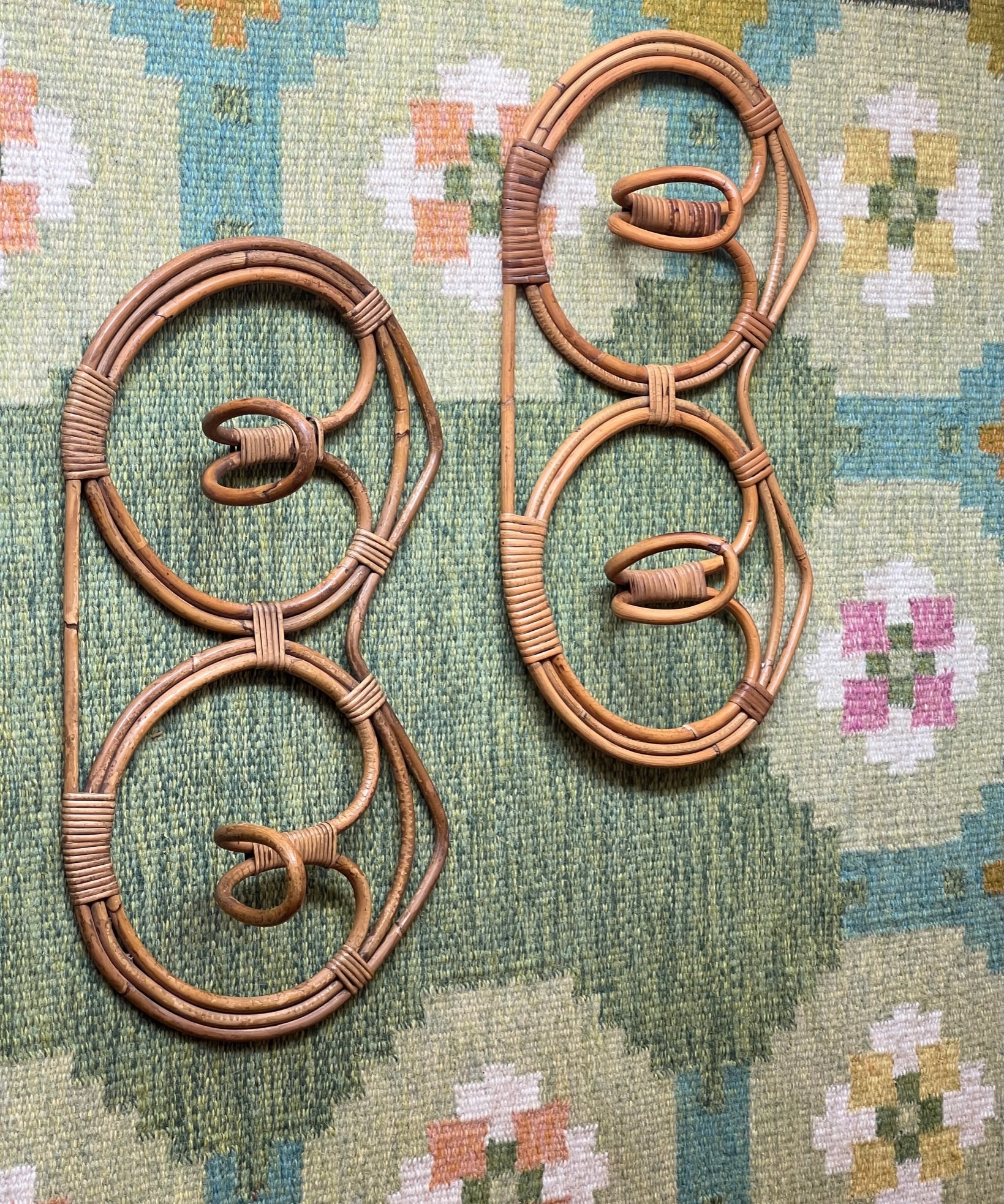 Vintage rattan coat rack
