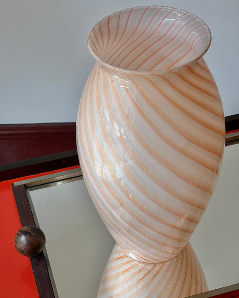 Vintage orange/white swirl Murano vase