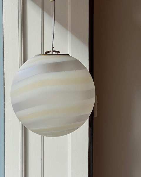 Vintage blured yellow/white swirl Murano ceiling lamp (D35)