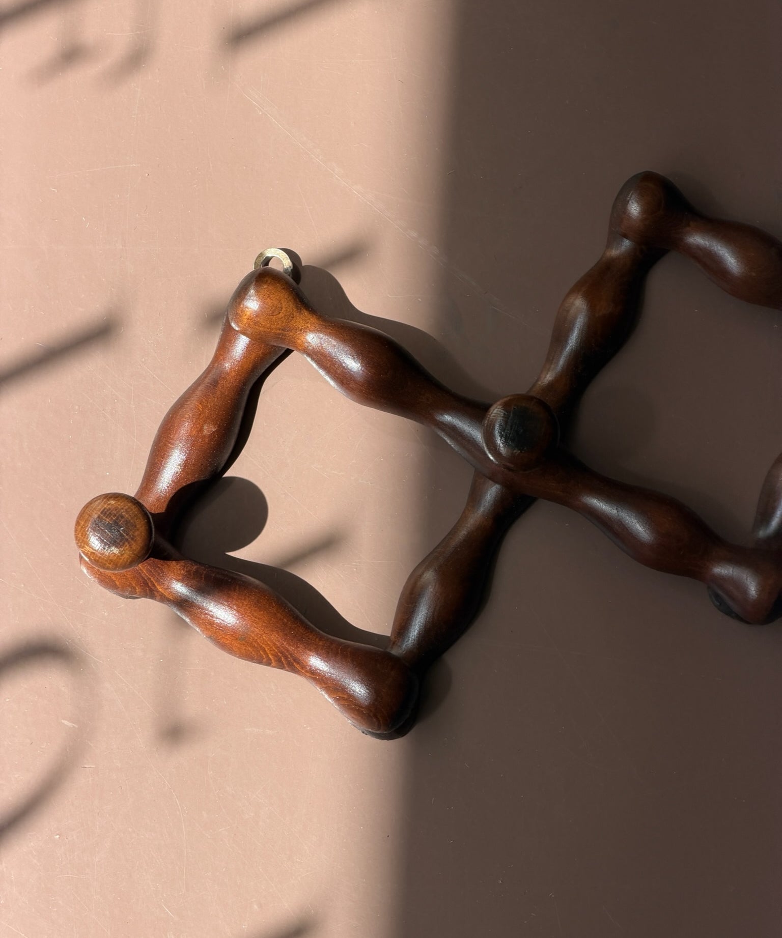 Vintage expandable wooden coat rack