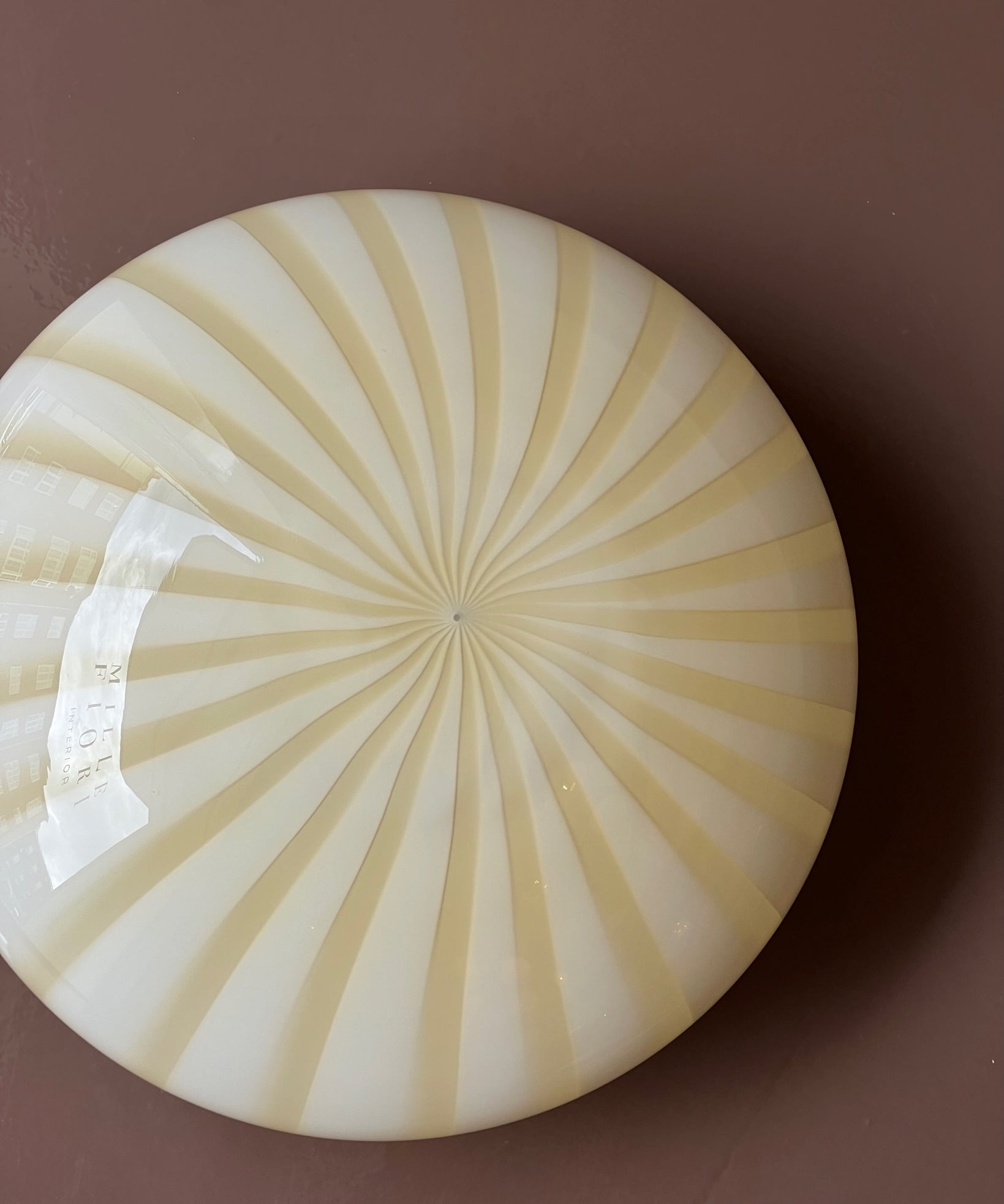 Vintage Murano yellow/creme stripes ceiling/wall lamp (D30)