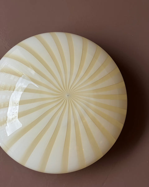 Vintage Murano yellow/creme stripes ceiling/wall lamp (D30)