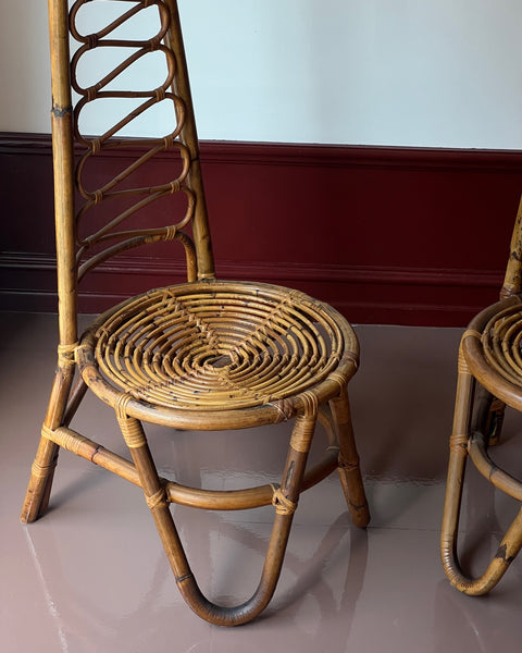 Vintage rattan/bamboo chair, Italy, 1960s (2 available)