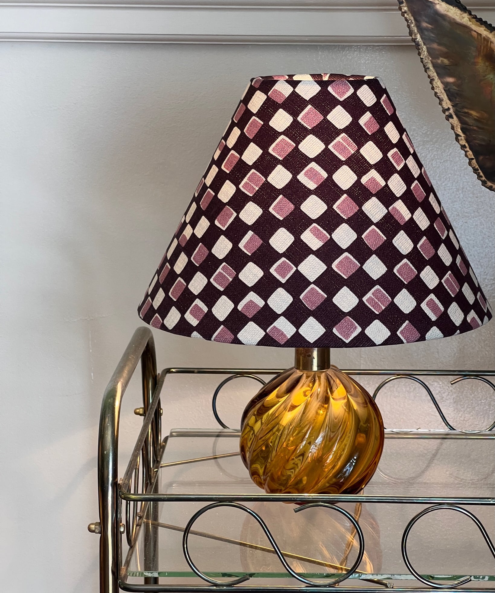 Vintage amber Murano table lamp  (incl. lampshade)