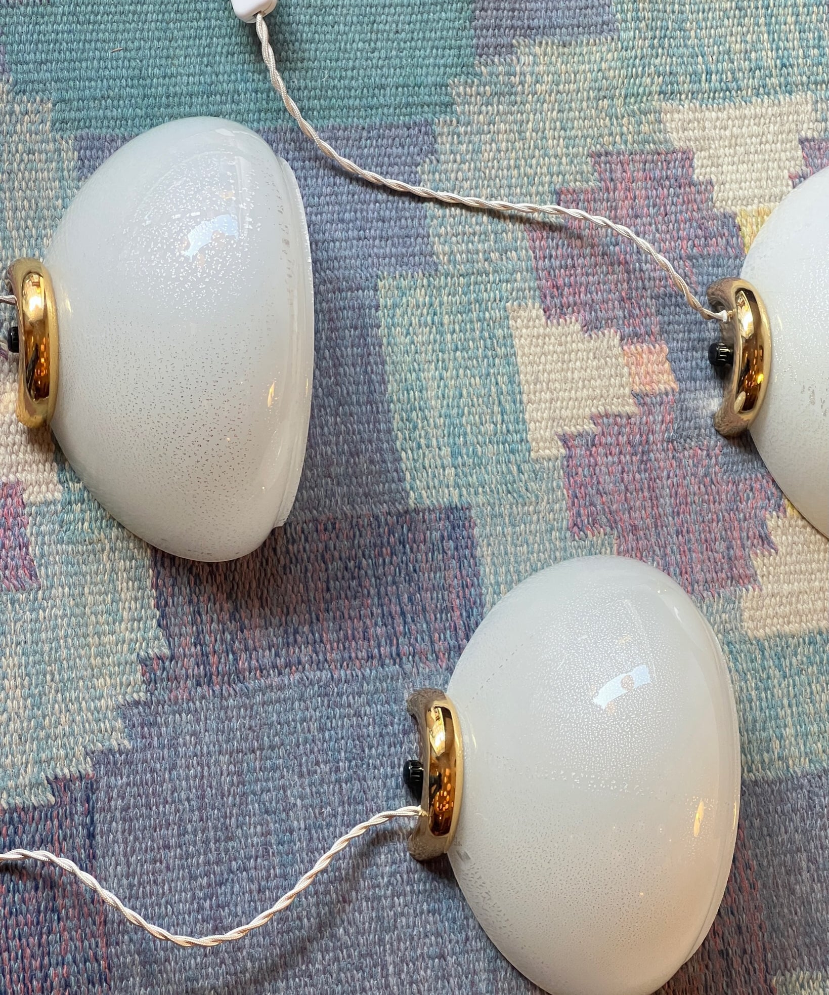 Vintage white/silver Murano wall lamp (3 available)