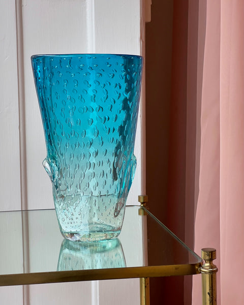 Vintage blue / clear Murano vase