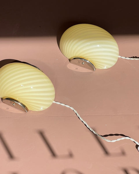 Vintage Murano yellow swirl wall lamp (2 available)