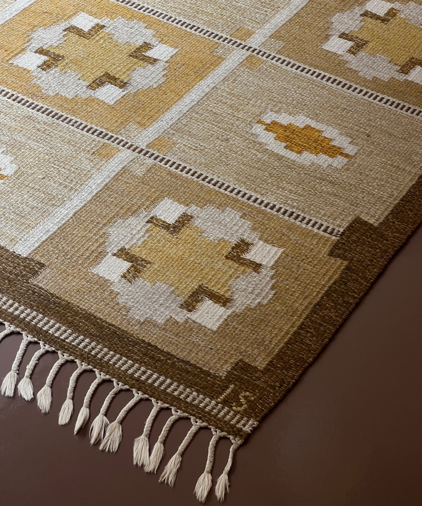 Vintage flat weave rug by Ingegerd Silow (IS)