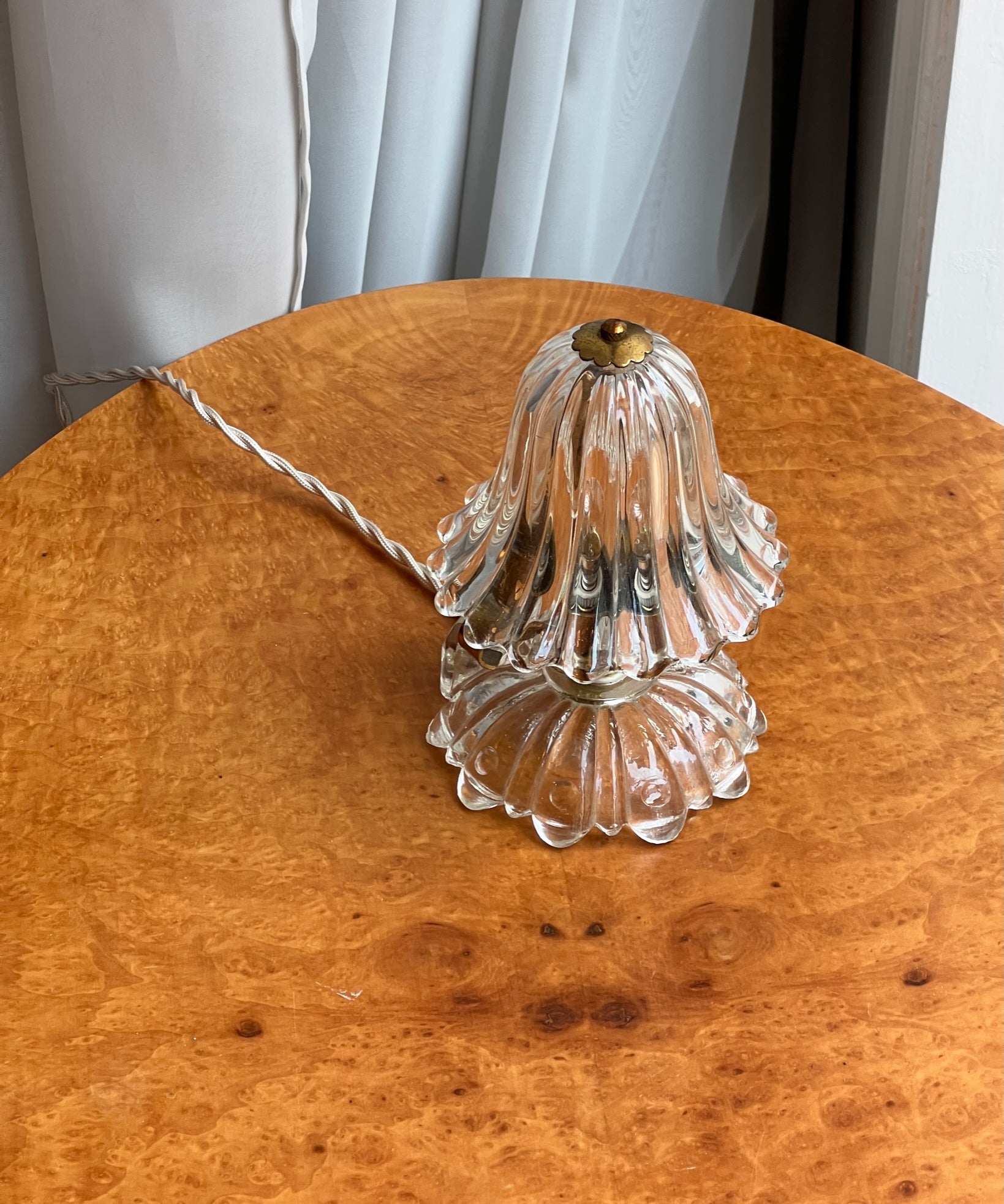 Vintage clear glass Murano table lamp