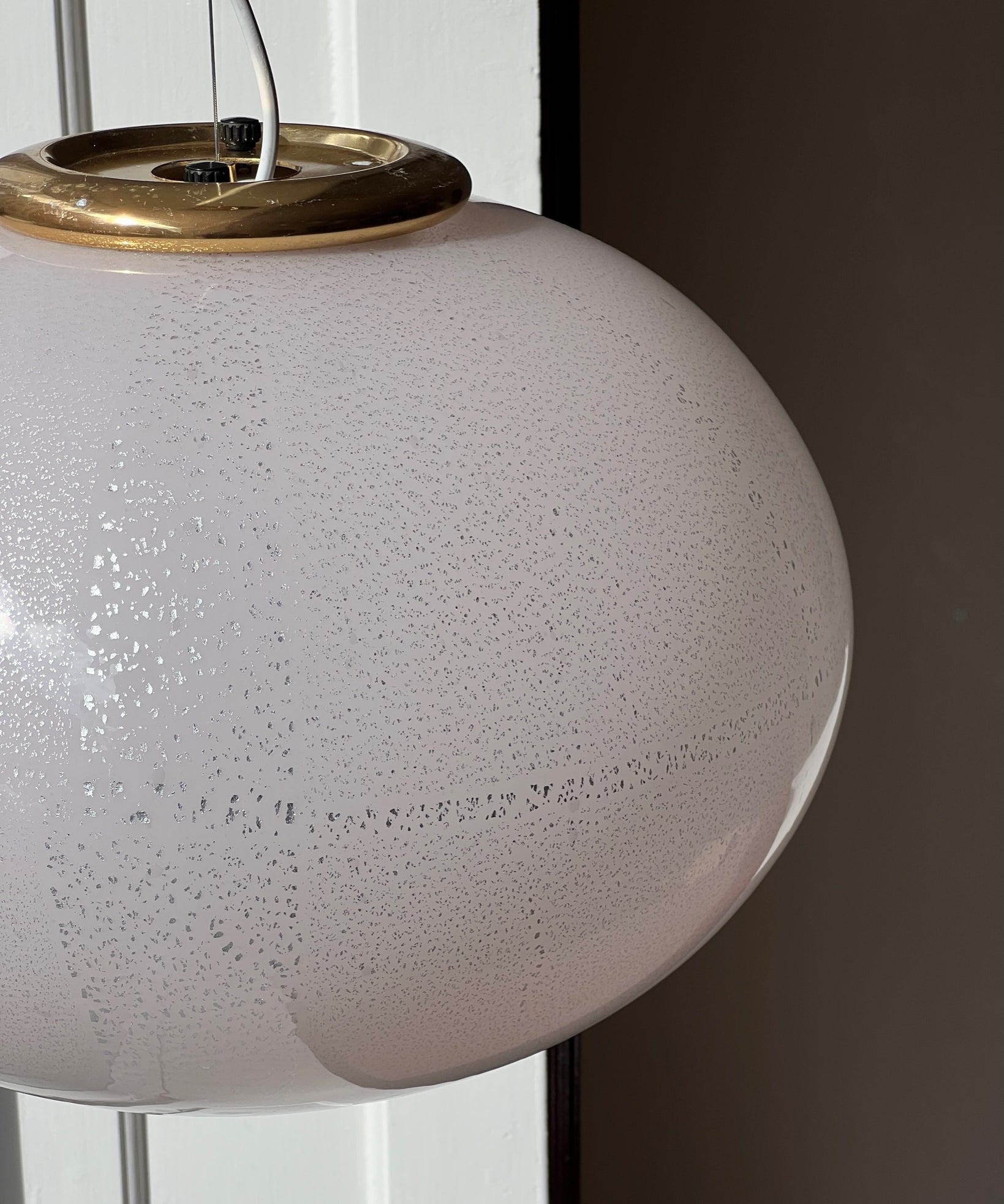 Vintage oval Murano pink/silver ceiling lamp (D45)