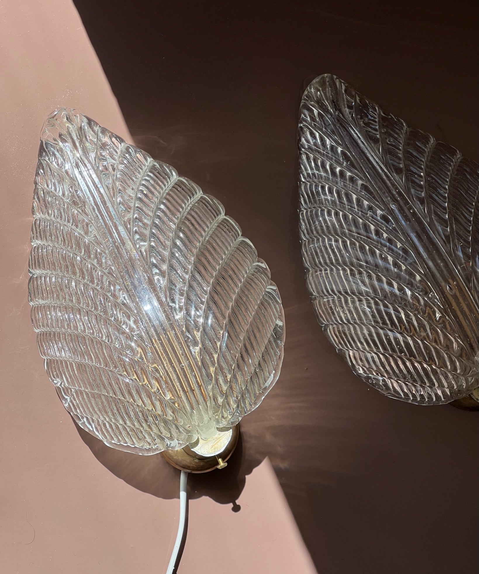 Vintage Murano leaf wall lamp