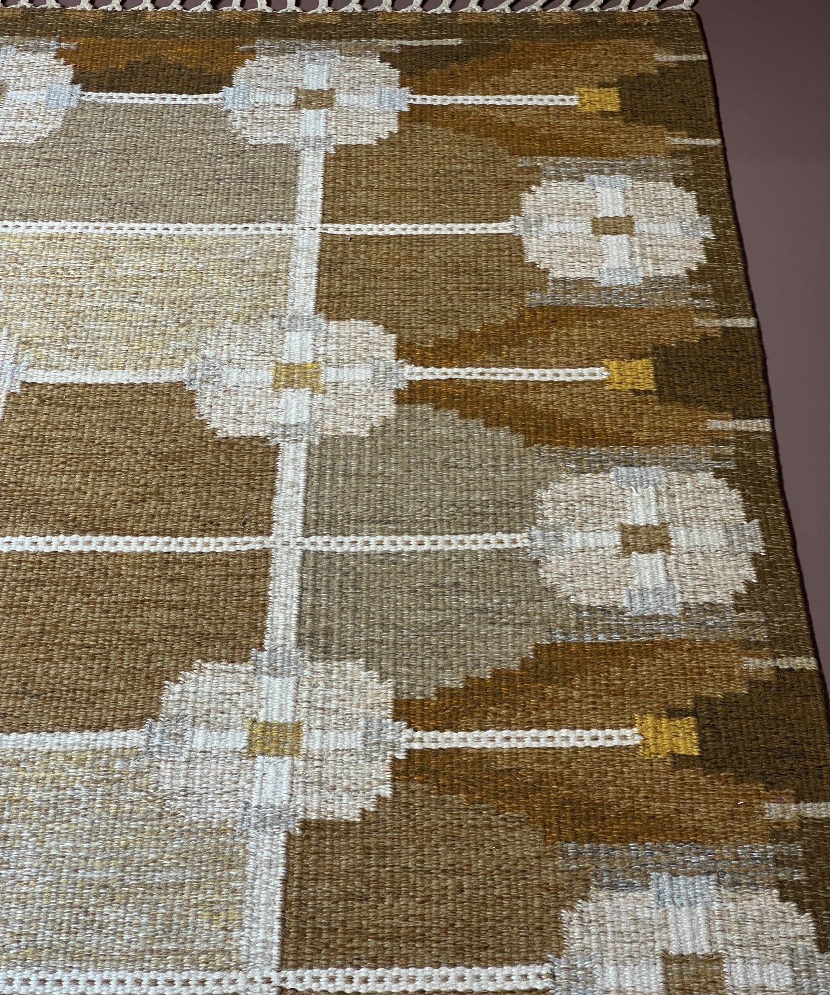 Vintage flat weave rug by Ingegerd Silow (IS)