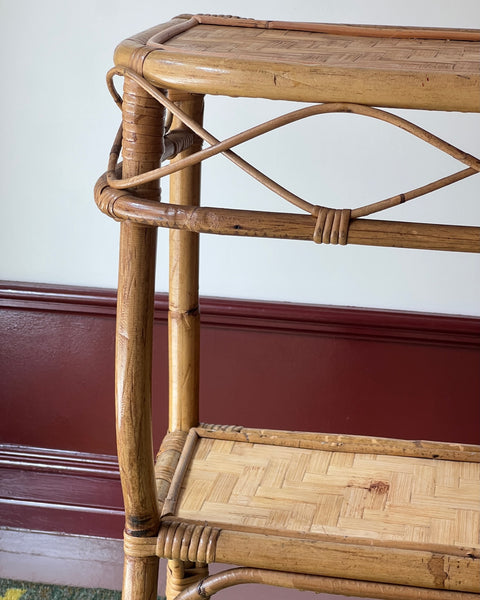 Vintage rattan console table