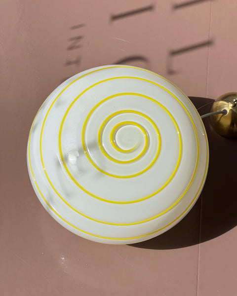 Vintage Murano oval yellow / white swirl ceiling lamp (D35)