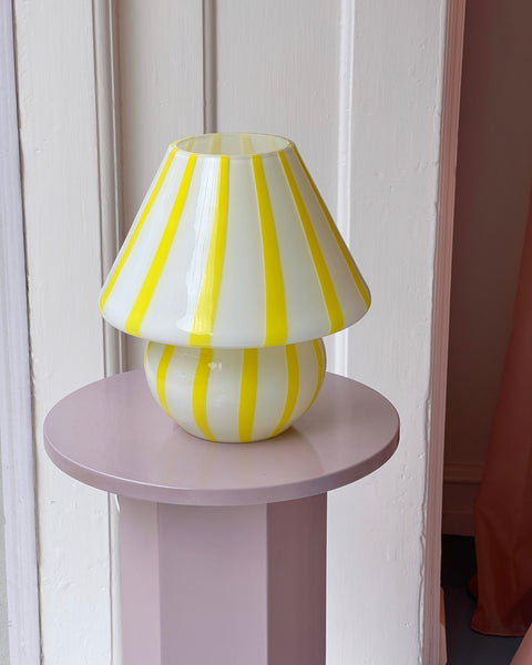 Mushroom table lamp - Yellow vertical stripes