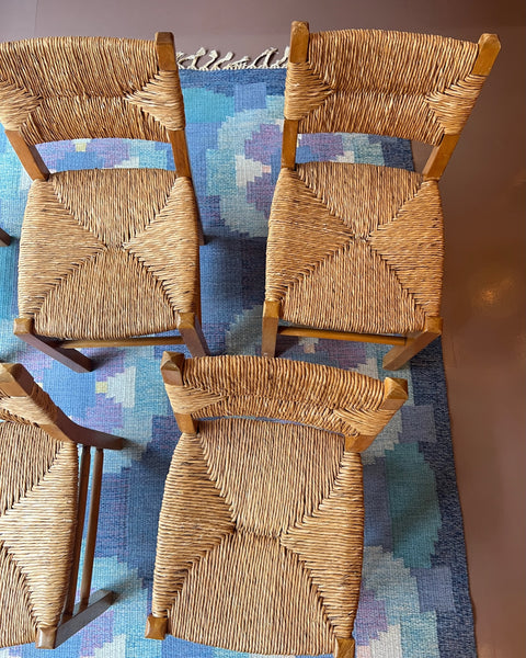 Vintage wicker and wood chair, Sweden, 1950s (5 available)