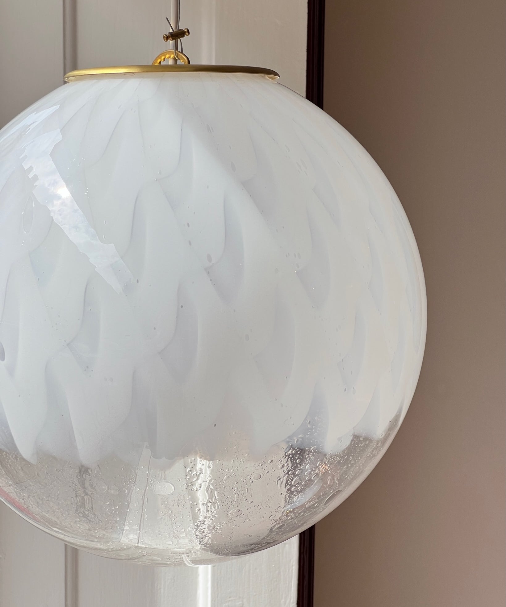 Vintage white clear Murano ceiling lamp (D35)