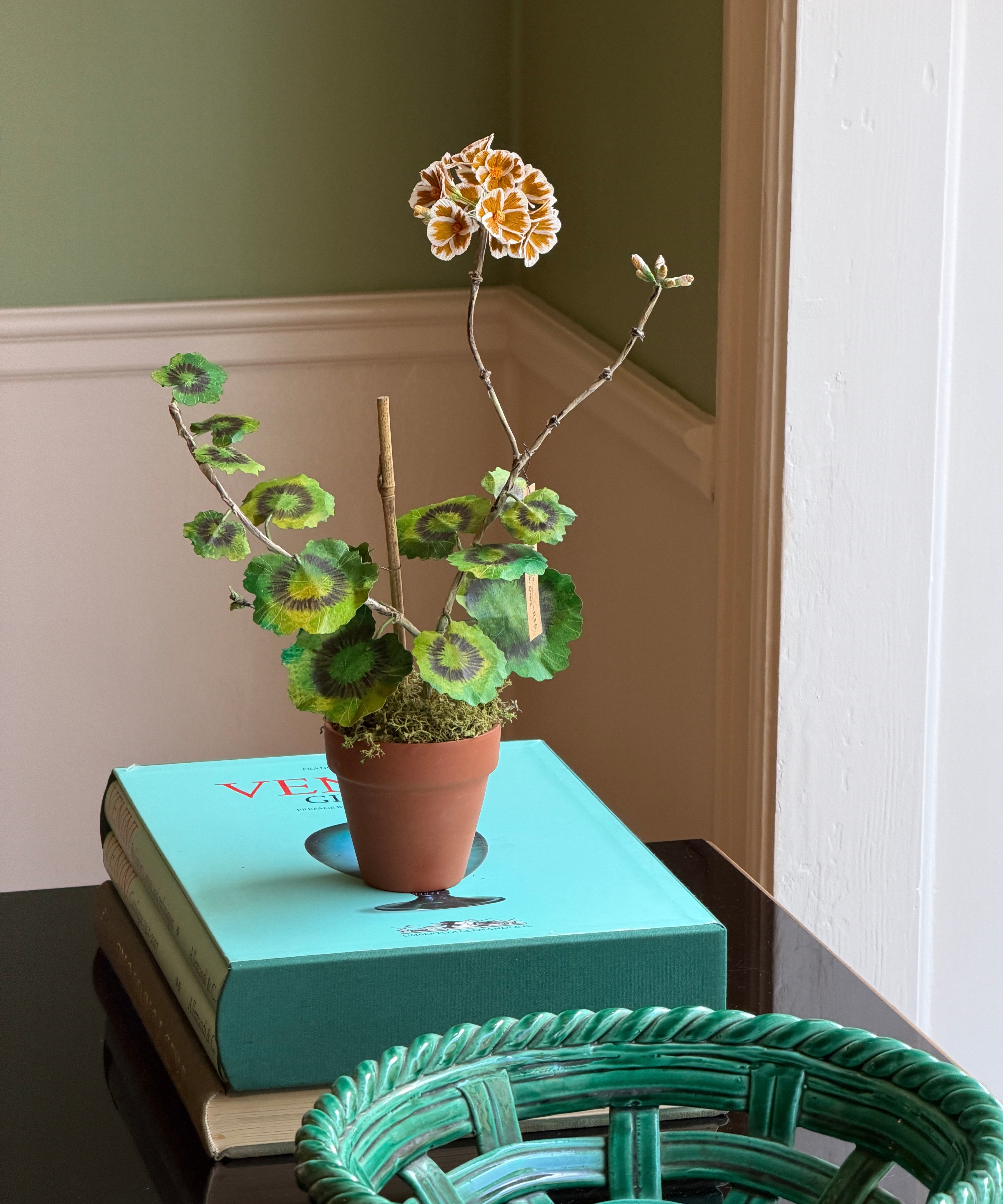 Paper flower 'Ochre Pelargonium Piccolo'