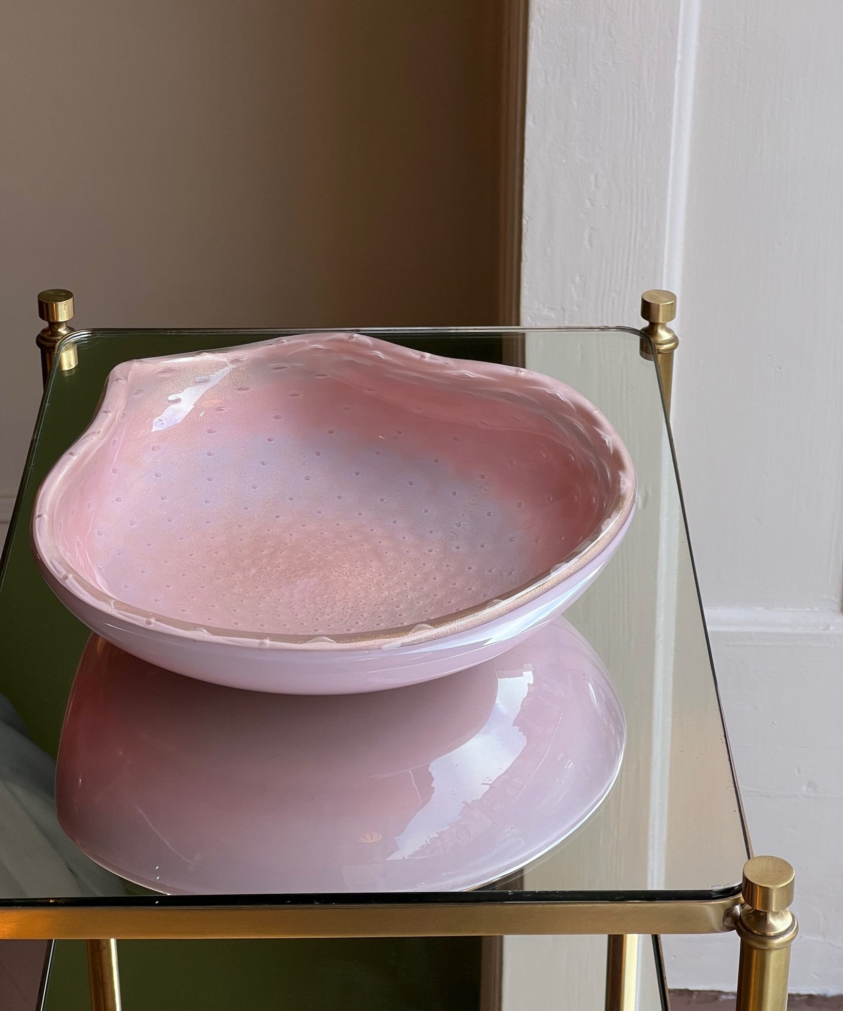 Large vintage pink Murano bowl