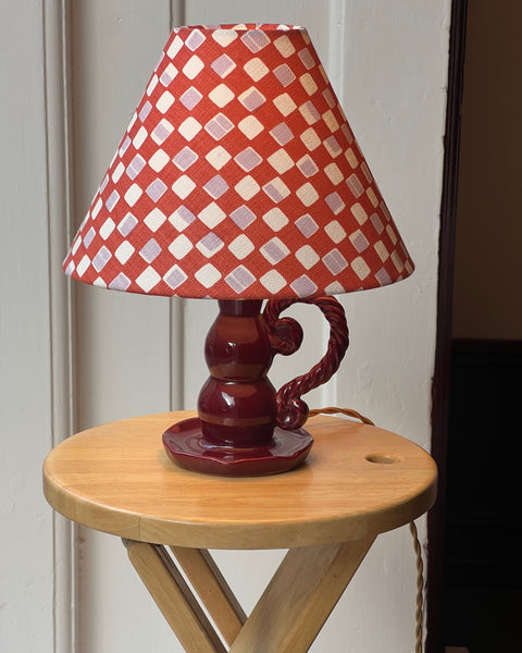 Vintage burgundy red ceramic table lamp