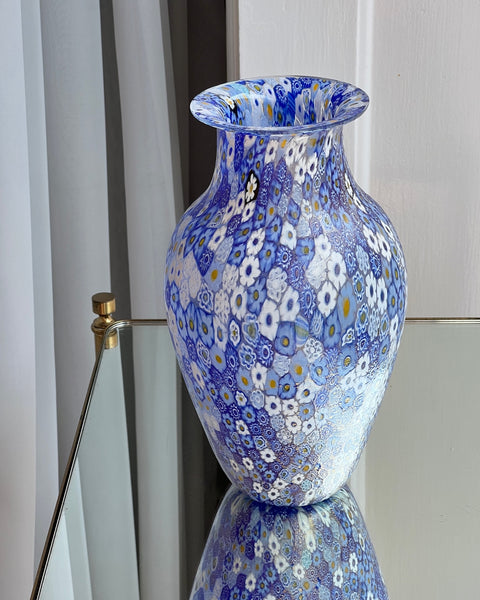 Vintage blue Millefiori Murano vase