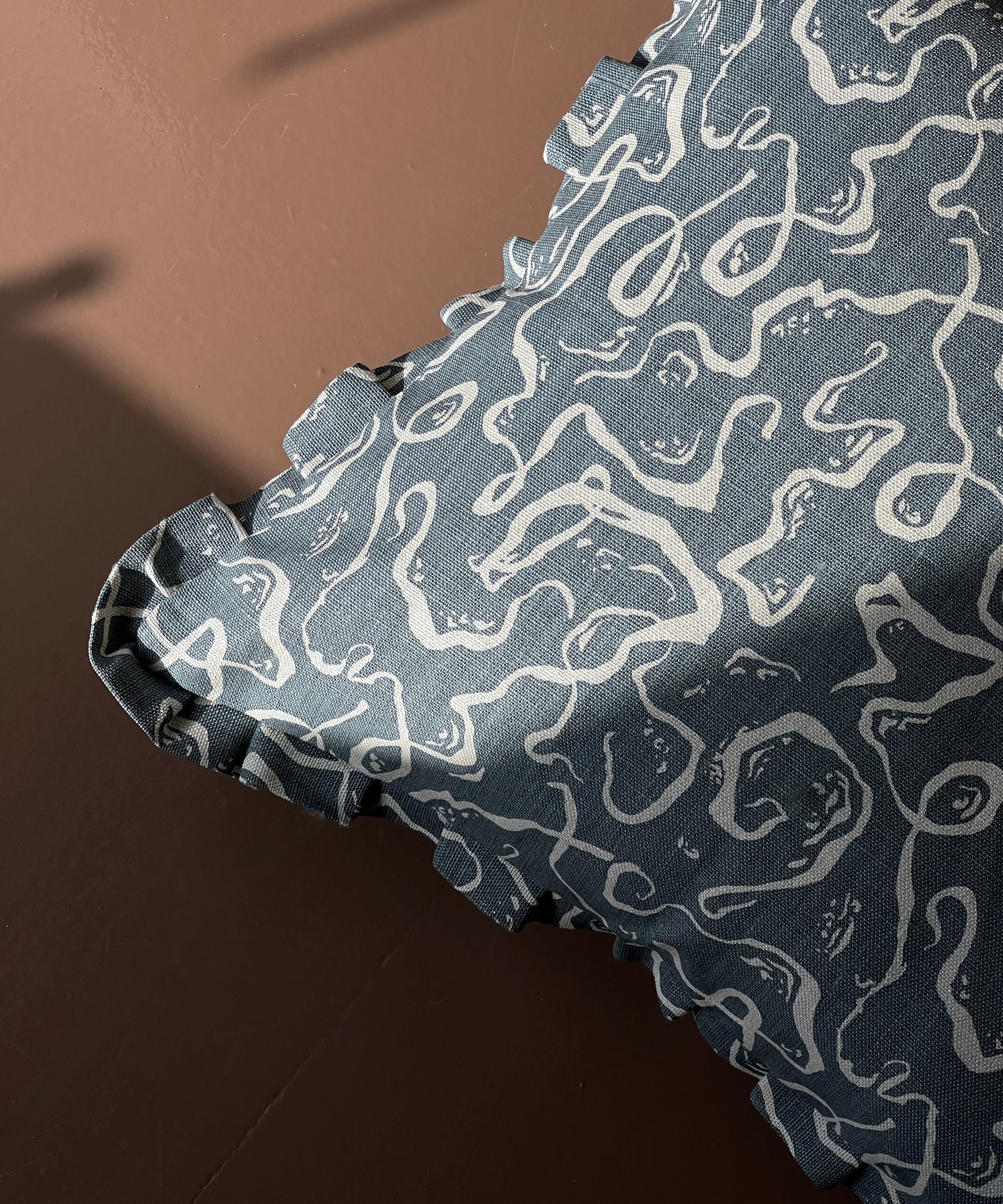 Karin’s Dress ruffled cushion - Denim