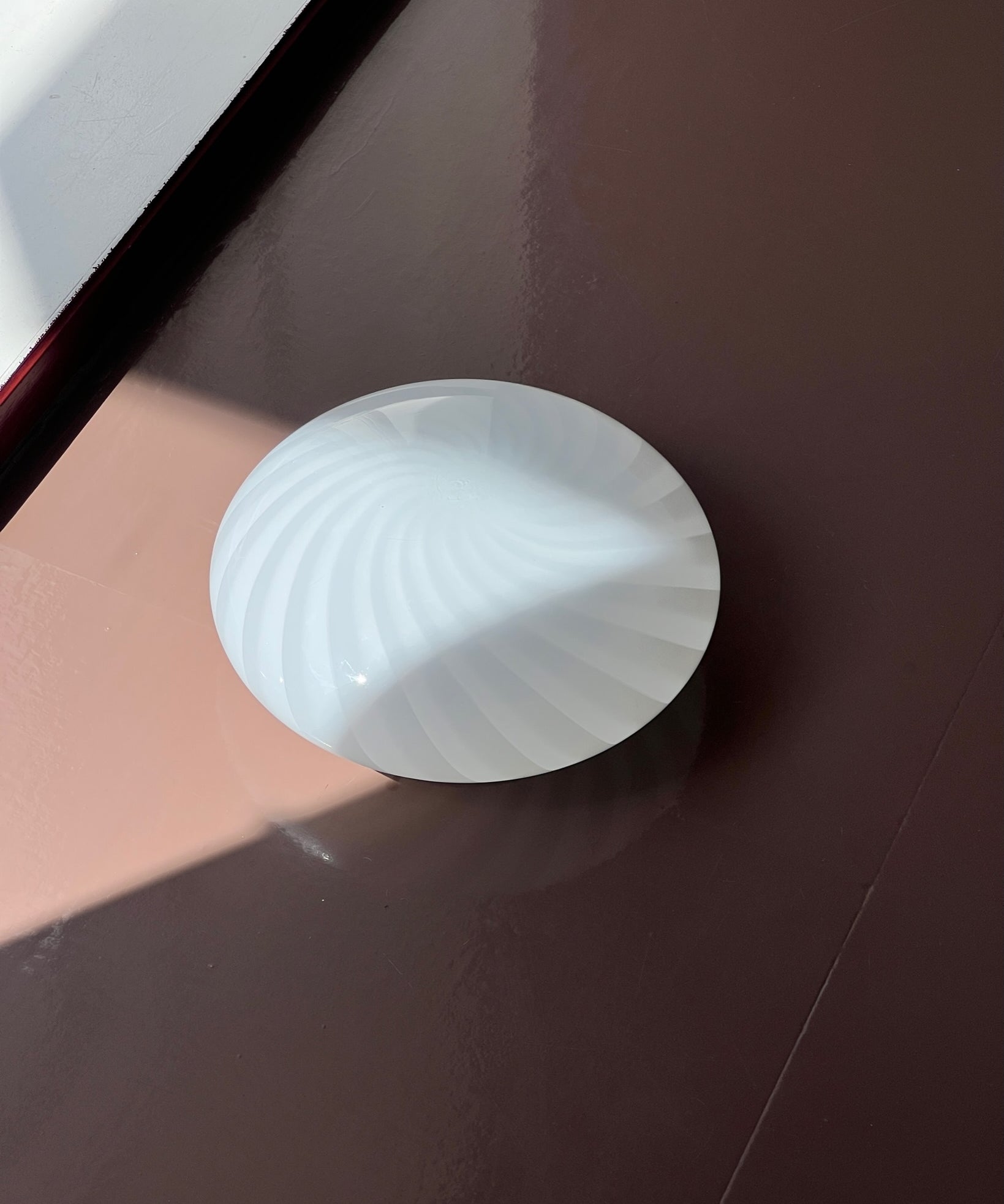 Vintage Murano white swirl ceiling/wall lamp (D38)