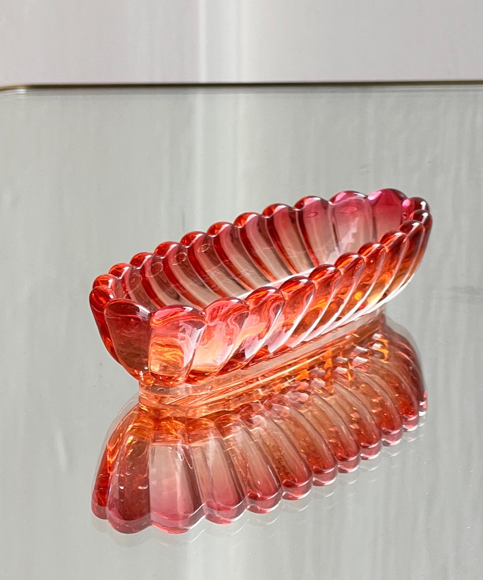 Two-toned red vintage glass bowl