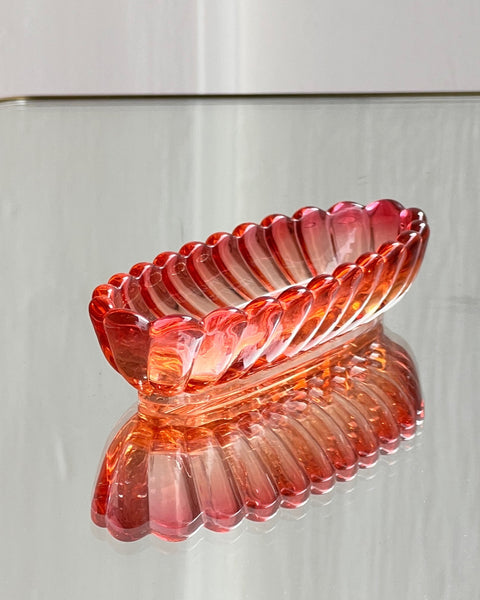 Two-toned red vintage glass bowl