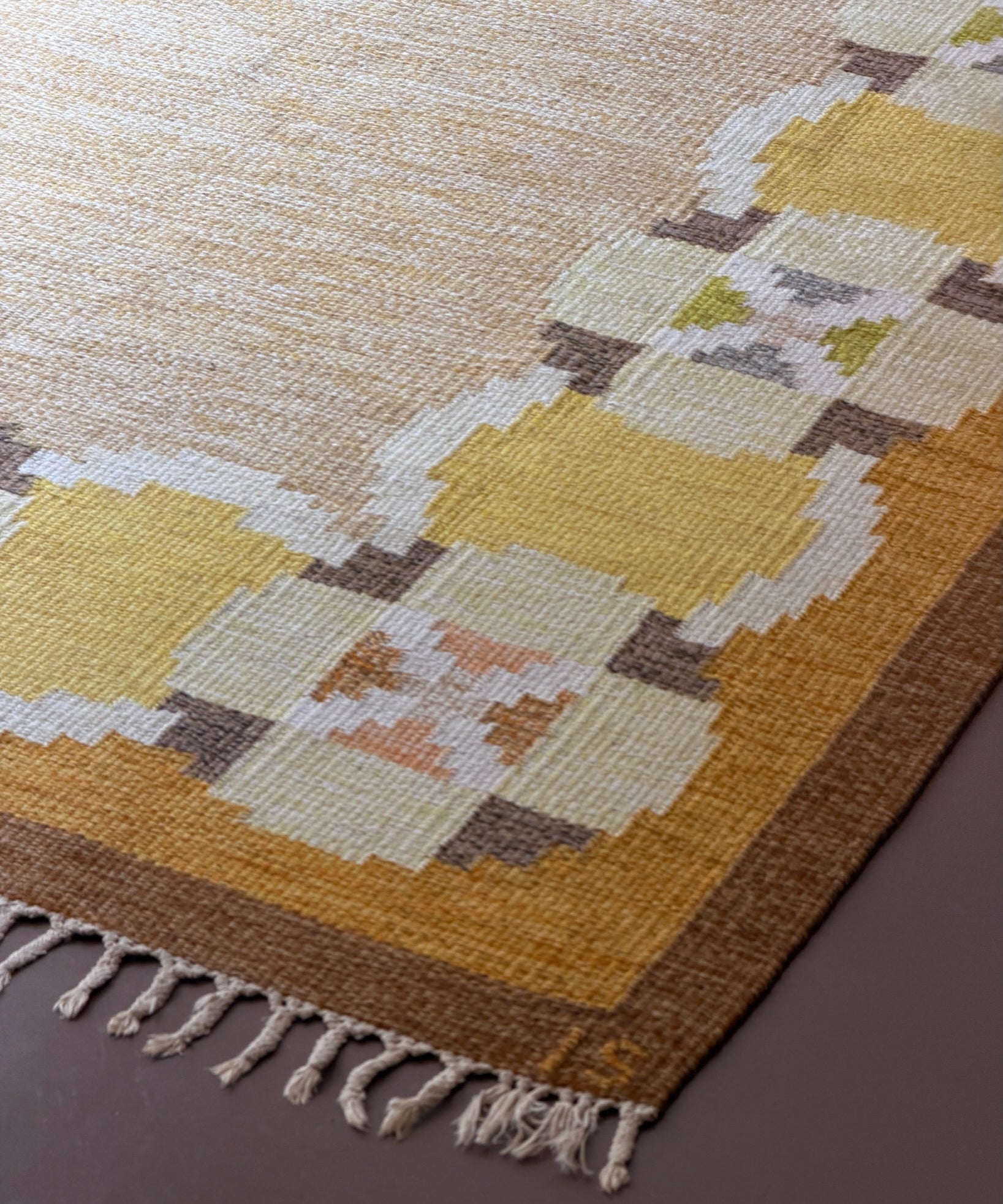 Vintage flat weave rug by Ingegerd Silow (IS)
