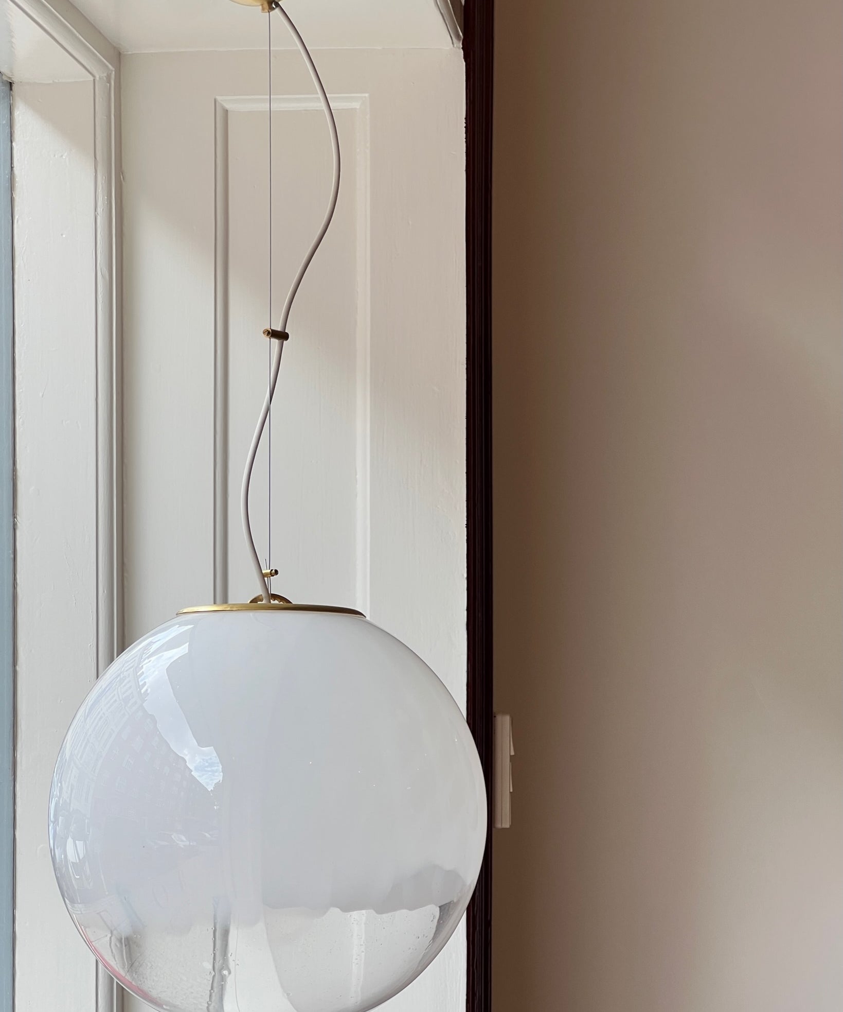 Vintage white clear Murano ceiling lamp (D35)