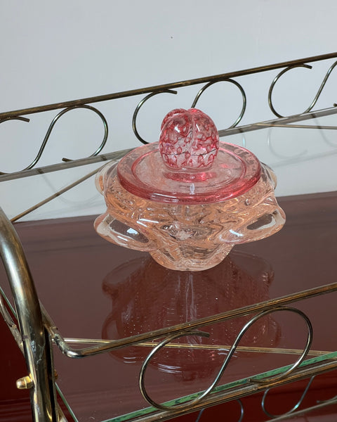 Vintage pink / clear Murano bonbonniere