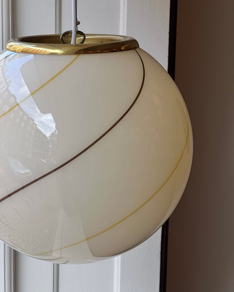 Vintage creme / brown / golden swirl Murano ceiling lamp (D35)