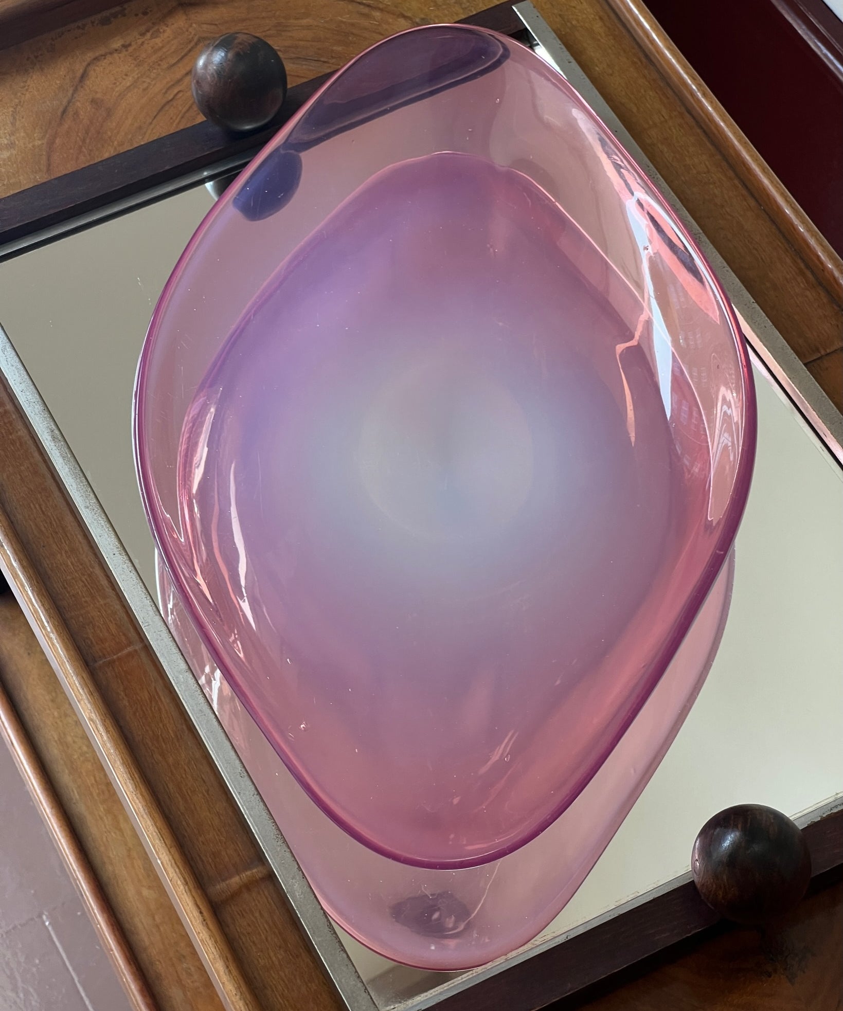 Vintage large opal pink Murano dish/bowl