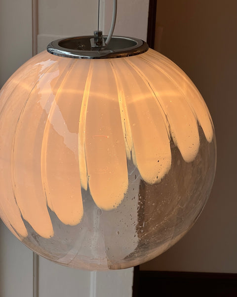 Vintage white clear Murano ceiling lamp (D35)