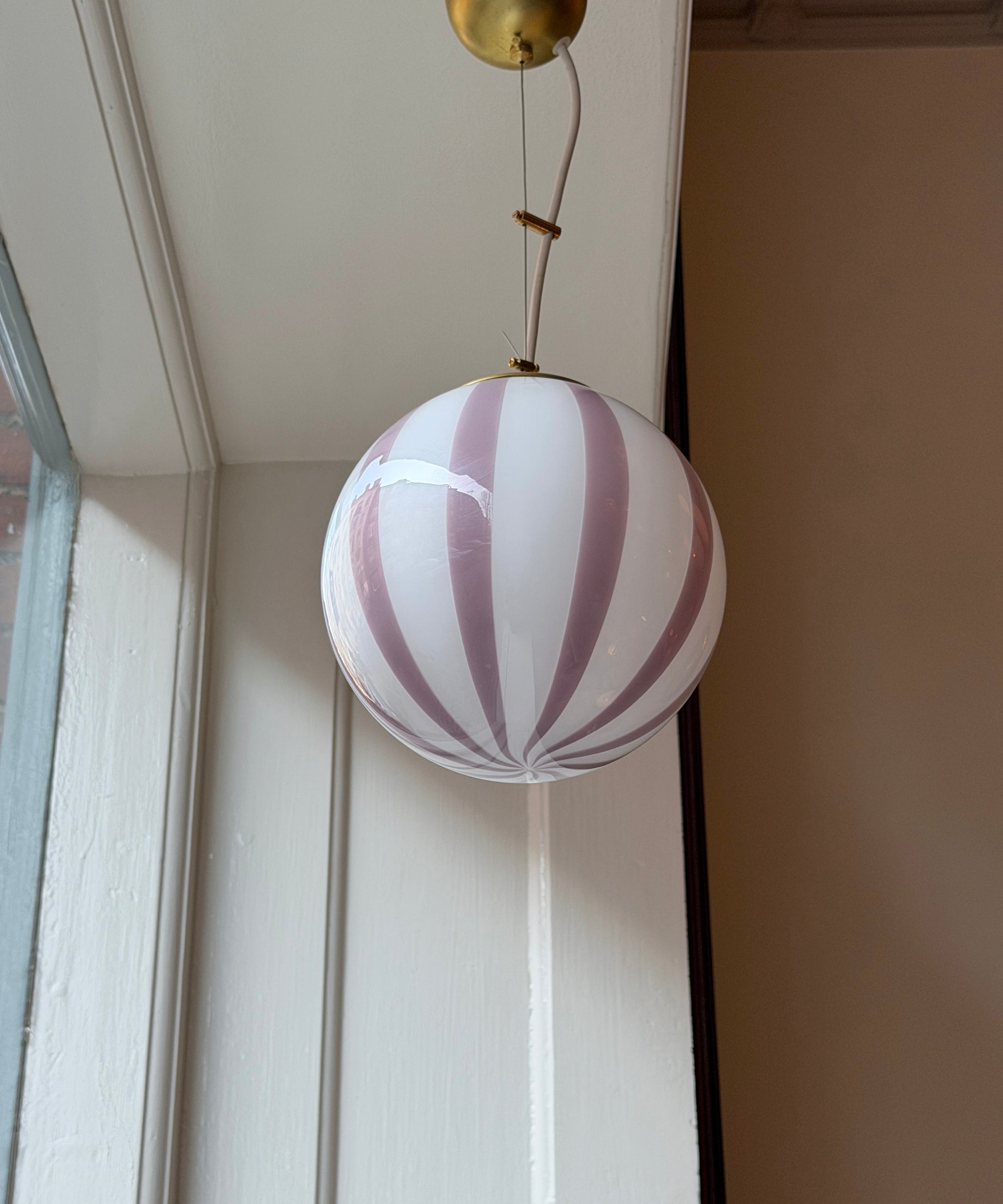 Candy ceiling lamp - Pink lavender vertical stripes (D20)