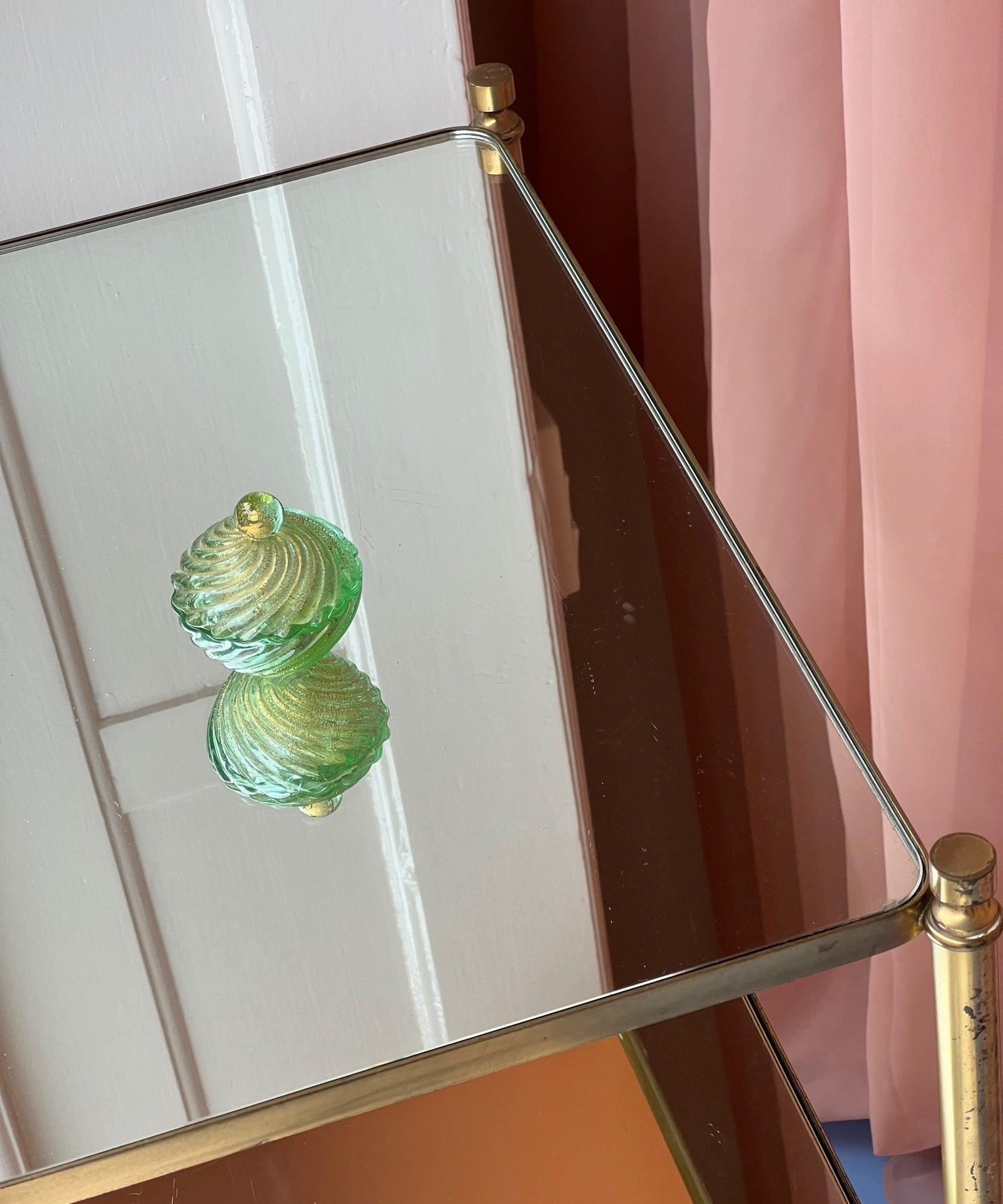 Vintage golden / green Murano bonbonniere