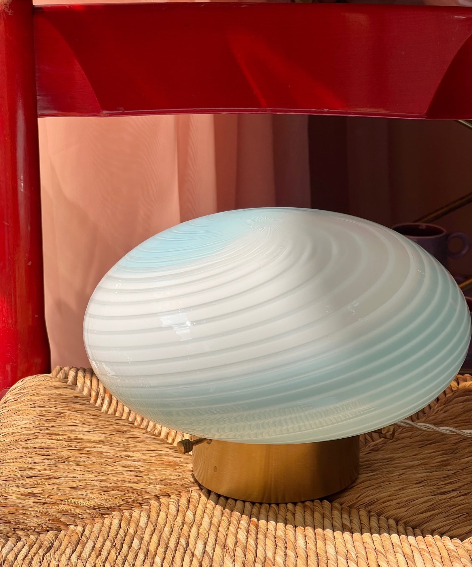Vintage Murano blue/white swirl ceiling/wall lamp (D26)