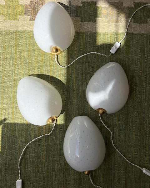 Vintage Murano white dotted drop wall lamp (4 available)