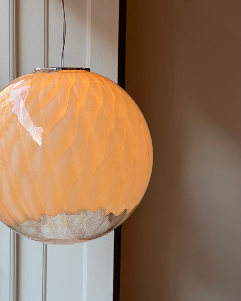 Large vintage golden clear Murano ceiling lamp (D50)