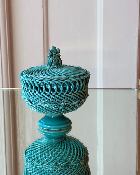 Ceramic turquoise flower bonbonniere
