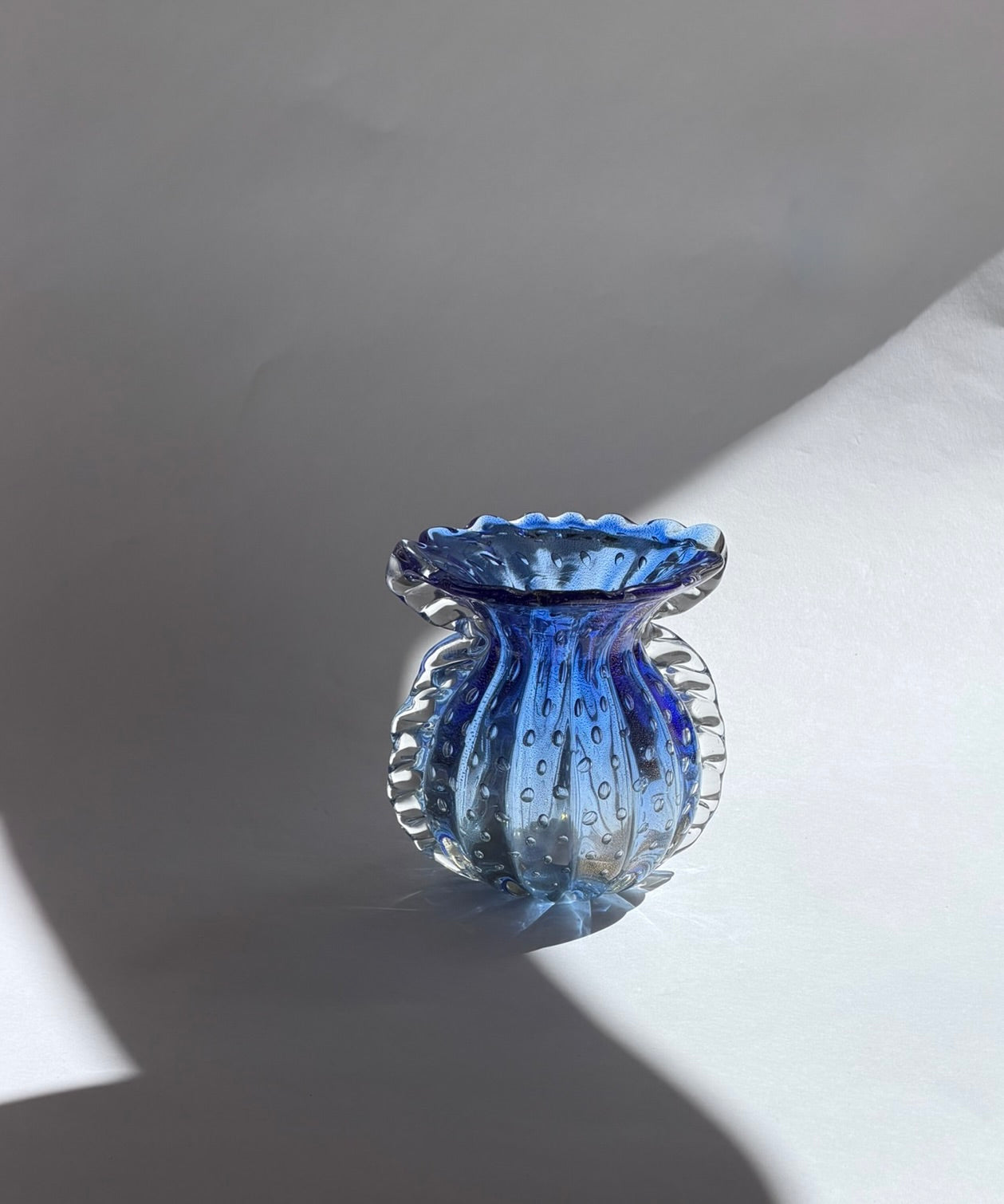 Vintage blue/white Murano vase