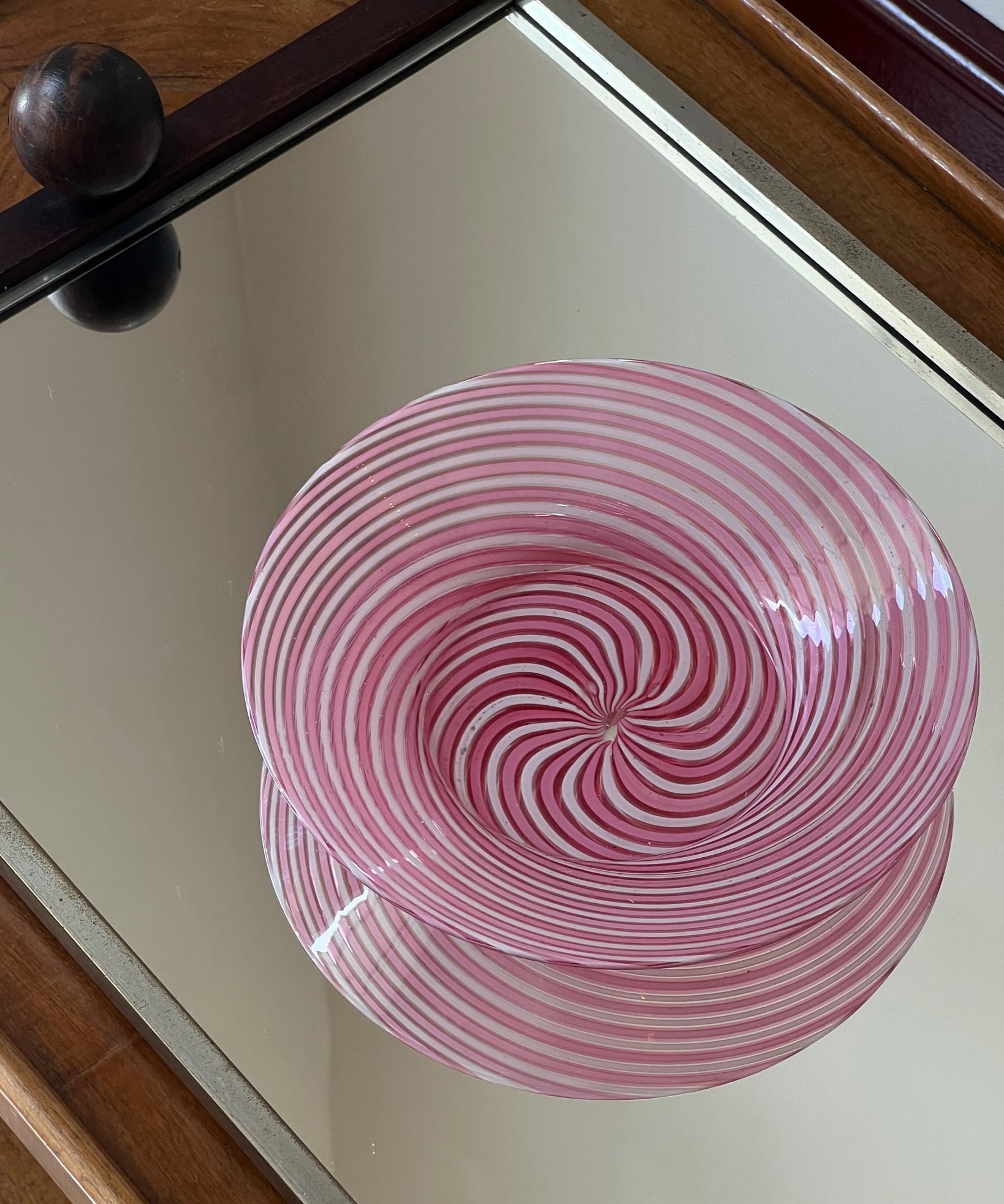 Vintage pink swirl Murano bowl/dish