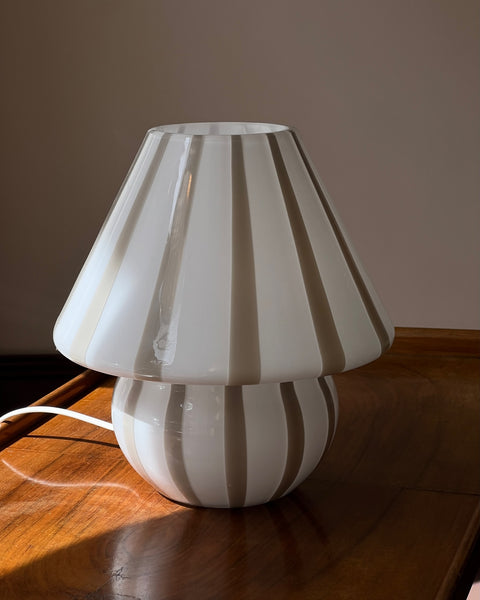 Mushroom table lamp - Grey vertical stripes