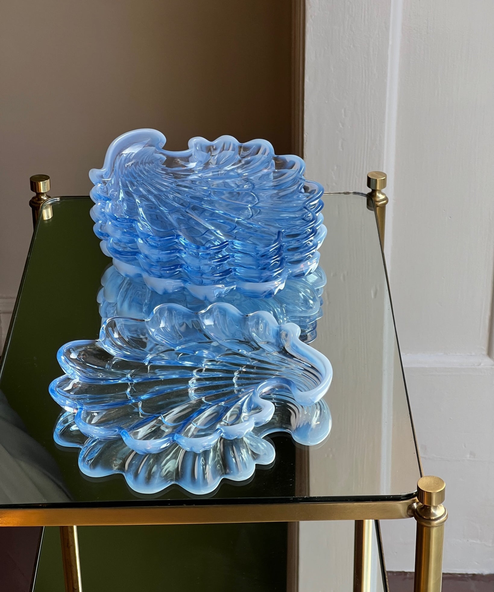 Vintage opal blue shell plate (5 available)