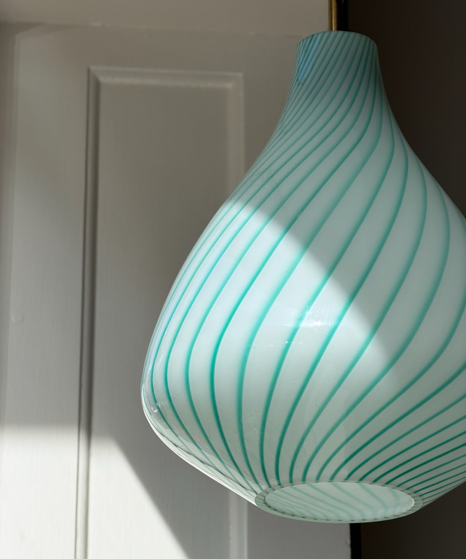 Vintage Massimo Vignelli turquoise/white ceiling lamp