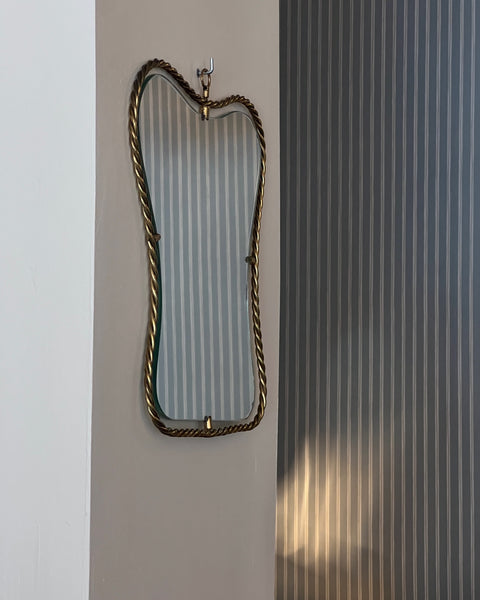 Vintage Italian mirror with twisted brass frame